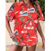image:imageZeagoo Hawaiian Shirts for Women Tropical Floral Button Down Short Sleeve Blouses Summer Beach Shirt Vacation TopsZred Christmas Hawaiian
