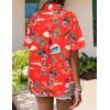 image:imageZeagoo Hawaiian Shirts for Women Tropical Floral Button Down Short Sleeve Blouses Summer Beach Shirt Vacation TopsZred Christmas Hawaiian