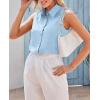 image:imageZeagoo Womens Sleeveless Button Down Shirts Blouses Casual Loose V Neck Tank Tops for Work SXXLLight Blue2