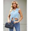 image:imageZeagoo Womens Sleeveless Button Down Shirts Blouses Casual Loose V Neck Tank Tops for Work SXXLLight Blue2