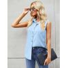 image:imageZeagoo Womens Sleeveless Button Down Shirts Blouses Casual Loose V Neck Tank Tops for Work SXXLLight Blue2