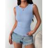 image:imageZeagoo Womens Sleeveless Crewneck Ribbed Tank Tops Casual Basic Summer Top Slim Fitted Racerback ShirtsLight Blue