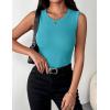 image:imageZeagoo Womens Sleeveless Crewneck Ribbed Tank Tops Casual Basic Summer Top Slim Fitted Racerback ShirtsPeacock Blue