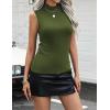 image:imageZeagoo Womens Sleeveless Mock Turtleneck Tank Tops Slim Fit Stretch Ribbed Tops Casual Basic Layering Shirts 2026Army Green