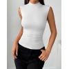 image:imageZeagoo Womens Sleeveless Mock Turtleneck Tank Tops Slim Fit Stretch Ribbed Tops Casual Basic Layering Shirts 2026Awhite