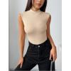 image:imageZeagoo Womens Sleeveless Mock Turtleneck Tank Tops Slim Fit Stretch Ribbed Tops Casual Basic Layering Shirts 2026Beige