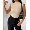 image:imageZeagoo Womens Sleeveless Mock Turtleneck Tank Tops Slim Fit Stretch Ribbed Tops Casual Basic Layering Shirts 2026Beige
