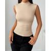 image:imageZeagoo Womens Sleeveless Mock Turtleneck Tank Tops Slim Fit Stretch Ribbed Tops Casual Basic Layering Shirts 2026Beige