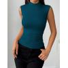 image:imageZeagoo Womens Sleeveless Mock Turtleneck Tank Tops Slim Fit Stretch Ribbed Tops Casual Basic Layering Shirts 2026Blue Green