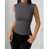 image:imageZeagoo Womens Sleeveless Mock Turtleneck Tank Tops Slim Fit Stretch Ribbed Tops Casual Basic Layering Shirts 2026Charcoal Grey