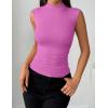 image:imageZeagoo Womens Sleeveless Mock Turtleneck Tank Tops Slim Fit Stretch Ribbed Tops Casual Basic Layering Shirts 2026Hot Pink