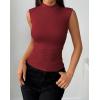 image:imageZeagoo Womens Sleeveless Mock Turtleneck Tank Tops Slim Fit Stretch Ribbed Tops Casual Basic Layering Shirts 2026Wine Red