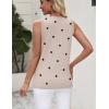 image:imageZeagoo Womens Sleeveless Tank Tops 2026 Summer Crew Neck Ribbed Knit Sweater Top Business Casual Work ShirtsPolka Dotkhaki