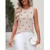 image:imageZeagoo Womens Sleeveless Tank Tops 2026 Summer Crew Neck Ribbed Knit Sweater Top Business Casual Work ShirtsPolka Dotkhaki