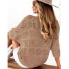 image:imageZeagoo Womens Summer Crochet Off the Shoulder Hollow Out Knit Tops 2026 V Neck 34 Sleeve Sweater TopCamel