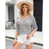 image:imageZeagoo Womens Summer Crochet Off the Shoulder Hollow Out Knit Tops 2026 V Neck 34 Sleeve Sweater TopGrey