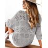 image:imageZeagoo Womens Summer Crochet Off the Shoulder Hollow Out Knit Tops 2026 V Neck 34 Sleeve Sweater TopGrey
