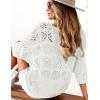 image:imageZeagoo Womens Summer Crochet Off the Shoulder Hollow Out Knit Tops 2026 V Neck 34 Sleeve Sweater TopWhite