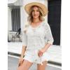 image:imageZeagoo Womens Summer Crochet Off the Shoulder Hollow Out Knit Tops 2026 V Neck 34 Sleeve Sweater TopWhite