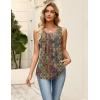 image:imageZeagoo Womens Summer Tank Tops 2026 Pleated Crew Neck Floral Solid Loose Fit Casual Sleeveless Flowy Boho Tunic Shirts