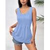 image:imageZeagoo Womens Summer Tank Tops 2026 Pleated Crew Neck Floral Solid Loose Fit Casual Sleeveless Flowy Boho Tunic ShirtsBlue