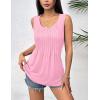 image:imageZeagoo Womens Summer Tank Tops 2026 Pleated Crew Neck Floral Solid Loose Fit Casual Sleeveless Flowy Boho Tunic ShirtsPink