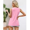 image:imageZeagoo Womens Summer Tank Tops 2026 Pleated Crew Neck Floral Solid Loose Fit Casual Sleeveless Flowy Boho Tunic ShirtsPink