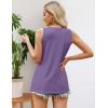 image:imageZeagoo Womens Summer Tank Tops 2026 Pleated Crew Neck Floral Solid Loose Fit Casual Sleeveless Flowy Boho Tunic ShirtsPurple