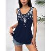 image:imageZeagoo Womens Summer Tank Tops 2026 Pleated Crew Neck Floral Solid Loose Fit Casual Sleeveless Flowy Boho Tunic ShirtsSf103
