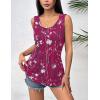 image:imageZeagoo Womens Summer Tank Tops 2026 Pleated Crew Neck Floral Solid Loose Fit Casual Sleeveless Flowy Boho Tunic ShirtsSf243