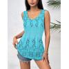 image:imageZeagoo Womens Summer Tank Tops 2026 Pleated Crew Neck Floral Solid Loose Fit Casual Sleeveless Flowy Boho Tunic ShirtsSf314