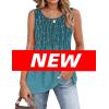 image:imageZeagoo Womens Summer Tank Tops 2026 Pleated Crew Neck Floral Solid Loose Fit Casual Sleeveless Flowy Boho Tunic ShirtsXh363