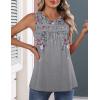 image:imageZeagoo Womens Tank Tops 2026 Summer Pleated Scoop Neck Sleeveless Lace Crochet Boho Tops Dressy Casual Loose Fit BlousesGrey Flower