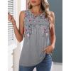 image:imageZeagoo Womens Tank Tops 2026 Summer Pleated Scoop Neck Sleeveless Lace Crochet Boho Tops Dressy Casual Loose Fit BlousesGrey Flower