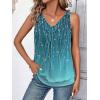 image:imageZeagoo Womens Tank Tops Loose Fit V Neck Ruched Sleeveless Tops Casual Basic Banded Shirts SXXLBlue Green Floral