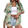 image:imageZeagoo Hawaiian Shirts for Women Tropical Floral Button Down Short Sleeve Blouses Summer Beach Shirt Vacation TopsAgreen Tropical