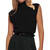 image:imageZeagoo Womens 2026 Mock Turtle Neck Sweater Vest Sleeveless Knit Pullover Tank Tops Casual Trendy Slim Fitted TopsBlack