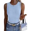 image:imageZeagoo Womens Sleeveless Crewneck Ribbed Tank Tops Casual Basic Summer Top Slim Fitted Racerback ShirtsLight Blue