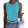 image:imageZeagoo Womens Sleeveless Crewneck Ribbed Tank Tops Casual Basic Summer Top Slim Fitted Racerback ShirtsPeacock Blue