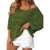 image:imageZeagoo Womens Summer Crochet Off the Shoulder Hollow Out Knit Tops 2026 V Neck 34 Sleeve Sweater TopArmy Green