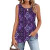 image:imageZeagoo Womens Summer Tank Tops 2026 Pleated Crew Neck Floral Solid Loose Fit Casual Sleeveless Flowy Boho Tunic ShirtsMz907