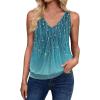 image:imageZeagoo Womens Tank Tops Loose Fit V Neck Ruched Sleeveless Tops Casual Basic Banded Shirts SXXLBlue Green Floral