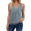 image:imageZeagoo Womens Tank Tops Loose Fit V Neck Ruched Sleeveless Tops Casual Basic Banded Shirts SXXLBlue Pink Green Black Flower