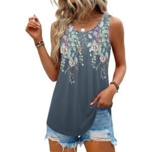 image:imageWomens Summer Tops 2026 Sleeveless Dressy Blouses Pleated Floral Shirts Plus Size Spring Clothes