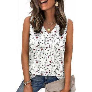 image:imageZeagoo Tank Top for Women V Neck Loose Fit Sleeveless Summer Tops Business Casual Outfits Dressy Blouses ShirtsFloral Printsf224