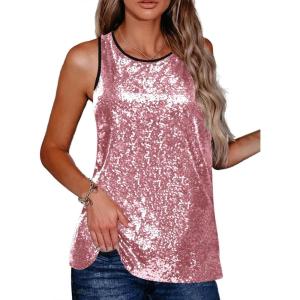 image:imageZeagoo Womens Sleeveless Sparkle Shimmer Camisole Vest Glitter Sequin Tank TopsPink
