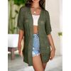 image:imageZeagoo Lightweight Summer Crochet Cardigan for Women Short Sleeve Kimono Boho Oversized Open Front Knitted CardiganDark Green