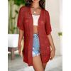 image:imageZeagoo Lightweight Summer Crochet Cardigan for Women Short Sleeve Kimono Boho Oversized Open Front Knitted CardiganRed