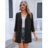 image:imageZeagoo Womens Casual Lightweight Cardigan 34 Sleeve Open Front Loose Thin Cardigans with PocketsAblack