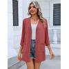 image:imageZeagoo Womens Casual Lightweight Cardigan 34 Sleeve Open Front Loose Thin Cardigans with PocketsDeep Red